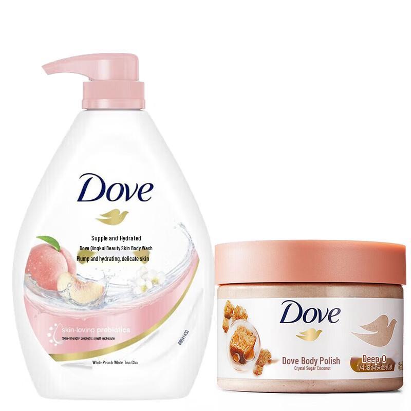 Набор: Освежающий и увлажняющий гель для душа Dove + Кокосовый скраб для тела с коричневым сахаром