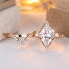 Marquise Stone White Zircon Simulated Pearl Ring Sets For Women Vintage Gold Color Engagement Rings Wedding Jewelry Bridal Set