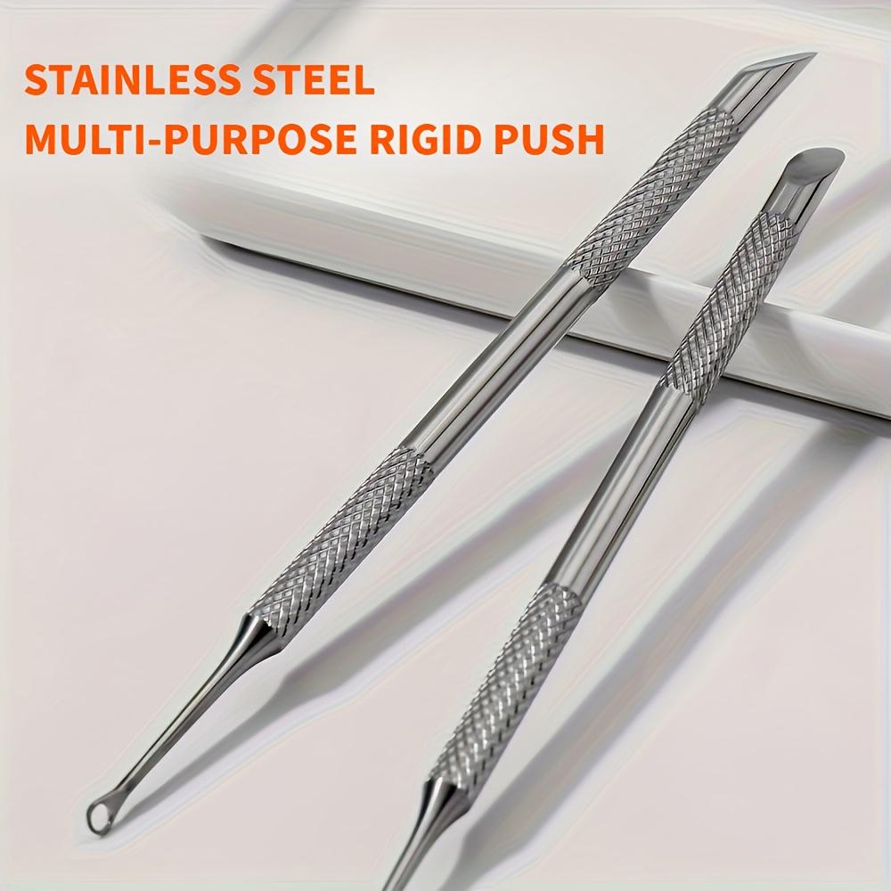 Stainless Steel Multi-Functional Dead Light Beige Remover & Cuticle Pusher Portable Nail Care Tool for Manicure Pedicure