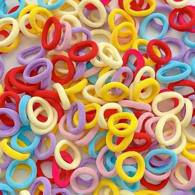 100/300PCS Basic Nylon Ealstic Hair Ties for Girls Colorful Hair Band Ponytail Holder Scrunchie Rubber Band Kid Hair Accessories