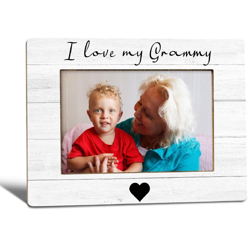 I Love My Grammy Picture Frame, Mother s Day Gifts for Grammy, Grandma Gifts from Grandkids Photo Frame 4x6, Grandmother Wooden Photo Picture Frames