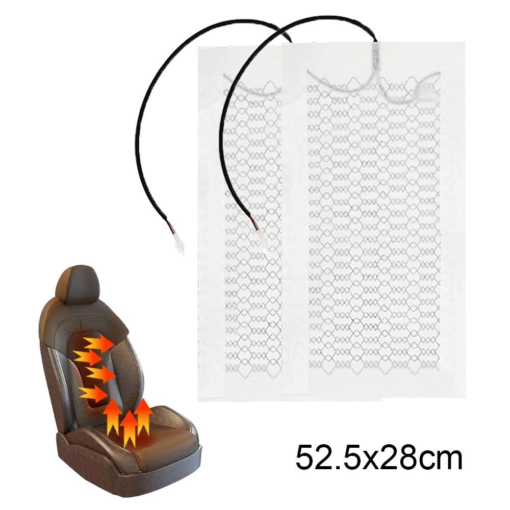2Pcs 12V Universal Car Seat Heating Pad Carbon Fiber Auto Heated Mats Winter Warmer Covers For Truck Parts 48X27cm/52.5cm x 28cm