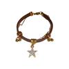 Leather Elegant Coffee Star Bracelet For Women Trendy Artistic Accessory Winter