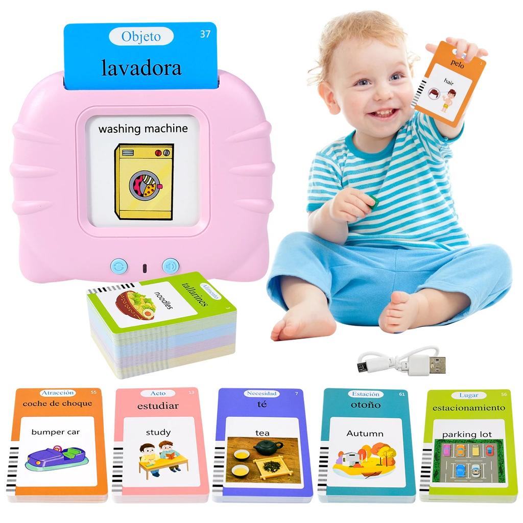 Elektronische Spanische Kognitive Karten Kinder Sprechende Lernkarten Hörbücher Lernkarten Früherziehung Wörter lernen Lernspielzeug Spiel