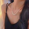 Retro 925 Silver Shijia Gradual Change Size Pearl Necklace Women'S New Temperament Light Luxury Design Sense Collarbone