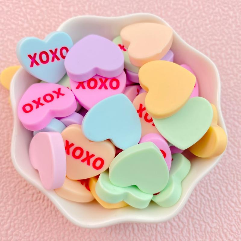 10Pcs New Cute Cartoon XOXO Love Series Flat Back Ornament Jewelry Bows Accessories
