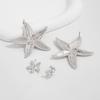 Bohemian-Style 4pcs Starfish Earrings Set Summer Beach Vacation Ear Clip Jewelry Party Gift Metal Star Flower Stud Earring