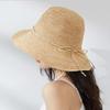 Handgefertigter Raffia-Schirm Damen-Sonnenhut Großer Rand Faltbarer Strohhut Sommerausflug Meeresstrand