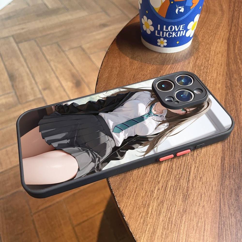 Cute Cartoon Japanese Anime Girl Matte Cover Phone Case For iPhone 16 15 14 11 12 13 Mini Pro Max X XR XS Shockproof