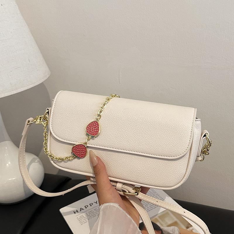 

Женская сумка подмышку на цепочке высокого класса, новая модная и простая сумка-кроссбоди на одно плечо для通勤, универсальная маленькая квадратная сумка белый