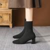 Women's Stretch Boots 2026 New Autumn Knitted High Heel Socks Boots Women Large Size Square Toe Fashion Boots Women Botas Mujer