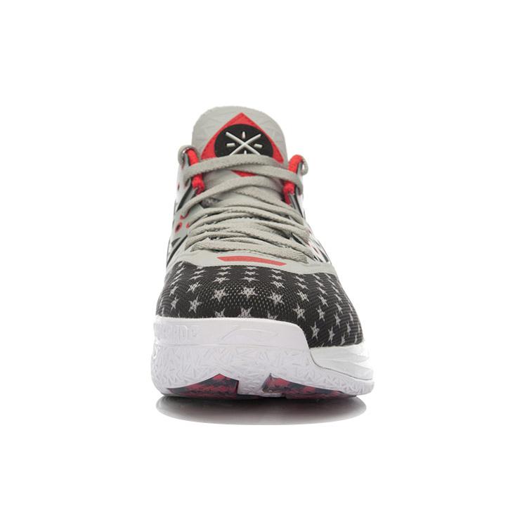 Li Ning WOW 4 Cushioning, Wear Resistant Mid Top Basketball Shoes Unisex Black Gray Red ABAK033-15