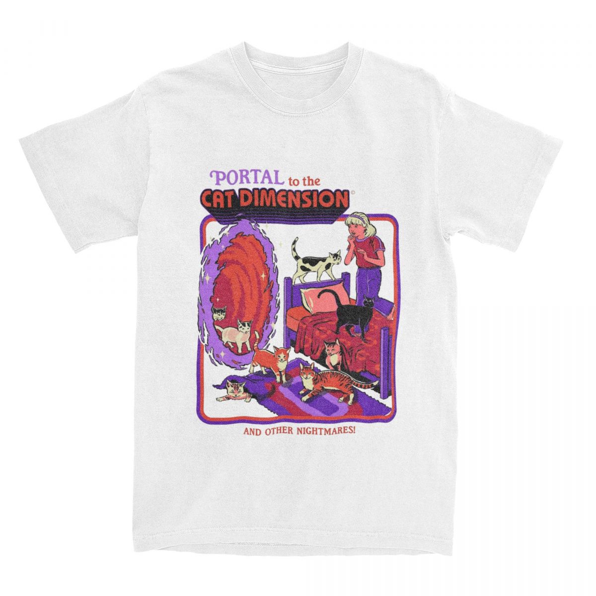 

Футболки Cat Dimension Мода Уличная одежда Повседневная Винтажная Мужская Женская Хлопок С коротким рукавом Забавная Стильная Милая Харадзюку Унисекс Топы 4XL