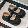 Mädchen-Lederschuhe, Frühlings- und Herbst-Einzelschuhe mit flachem Mund und Schleife für Mädchen, Prinzessinnenschuhe