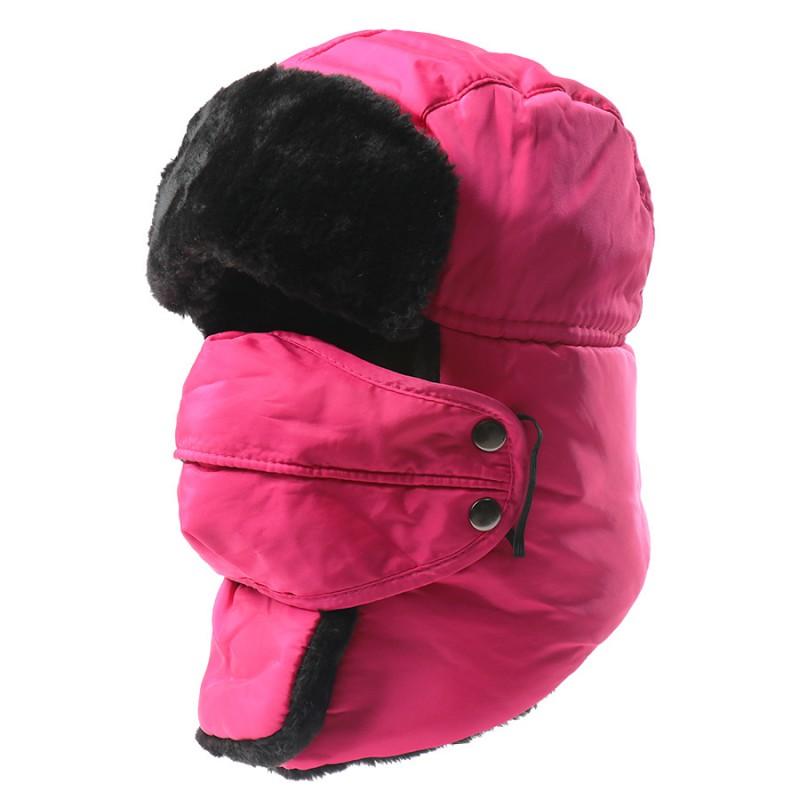 Winter Fleece-Lined Unisex Outdoor Beanie Hat With Detachable Face Mask Windproof Warm Ski Cap