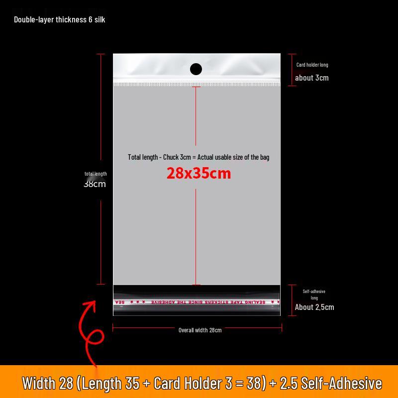 Self-Adhesive Transparent Jewelry Earring Bags with Header and Hanging Hole