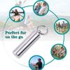 Pill Holder Keychain,Portable Waterproof Single Chamber Stainless Steel Pill Container,Small Pill Box Case for Outdoor Travel Camping - 2 Pack