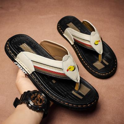 Été Nouvelles Chaussures pour Hommes Pantoufles en Cuir Véritable Mode Décontracté Tongs Street Cool Chaussures de Plage