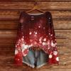 Women's Fashion Round Neck Long Sleeve Christmas Print Casual Pullover Sweater Top