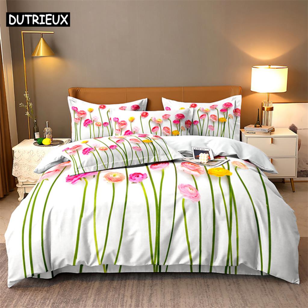 Lovers Queen Bedding Set Flowers Rose Duvet Cover Set Bedding Digital Printing Bed Linen King Size Duvet Cover Set Bedding Sets