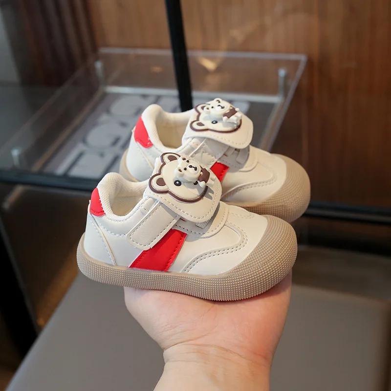 

2024 Детская повседневная обувь для девочек и мальчиков, осенняя, новая модная, в корейском стиле, с милыми животными, удобная, универсальная, для прогулок на улице 16 красный