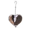 Heart Shaped Bird Nesting Ball Stainless Steel Holder Felt Nesting Material Hanging Garden Decor
