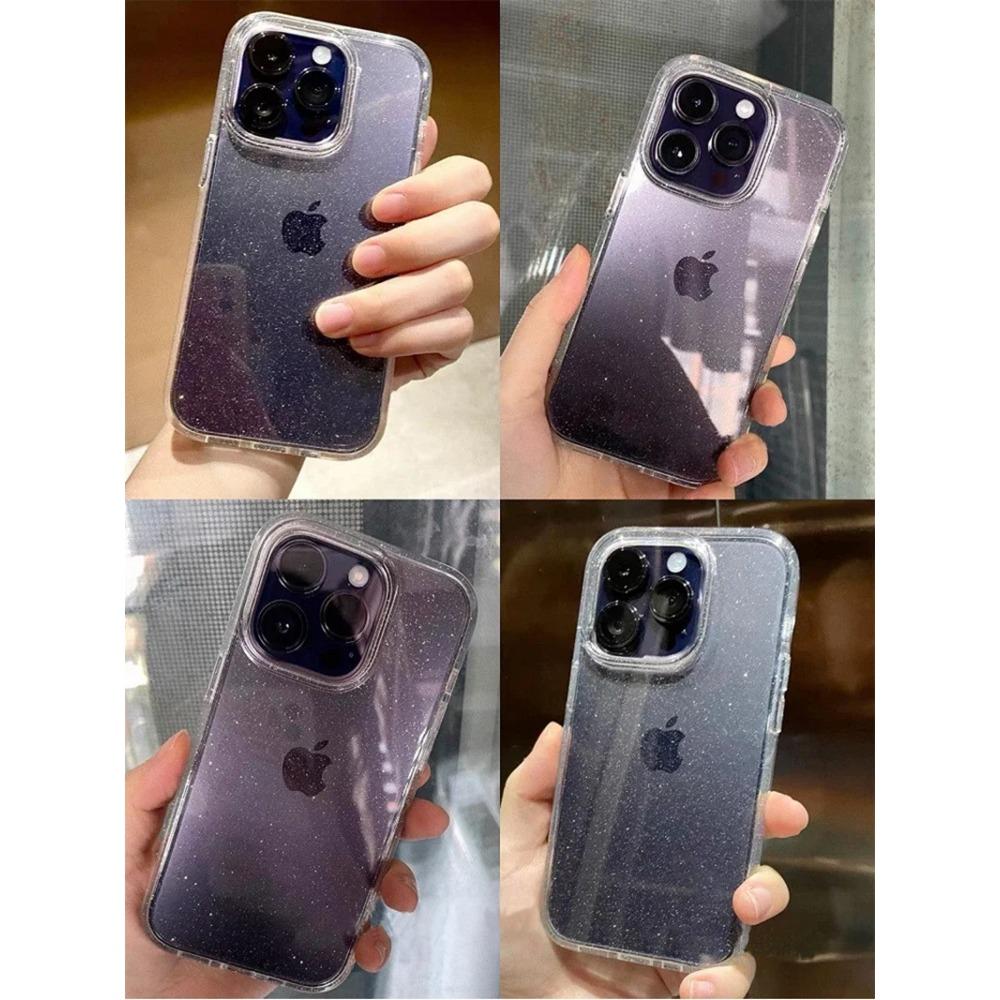Lyxigt Genomskinligt Glittrigt Fodral För iPhone 17Air 15 11 12 13 14 16 Pro Max Xs XR Max Plus Mini SE 2020 Mjukt Genomskinligt Skydd