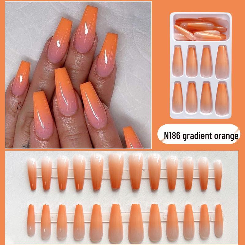 

Gradient Orange Trapezoid Press-On Nails in Gentle Ballet Style