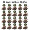 20Pcs/Set WW2 Military Soldier Array Soviet US UK France Japan Canada Italy China Building Blocks Action Figure Bricks Kids Toy