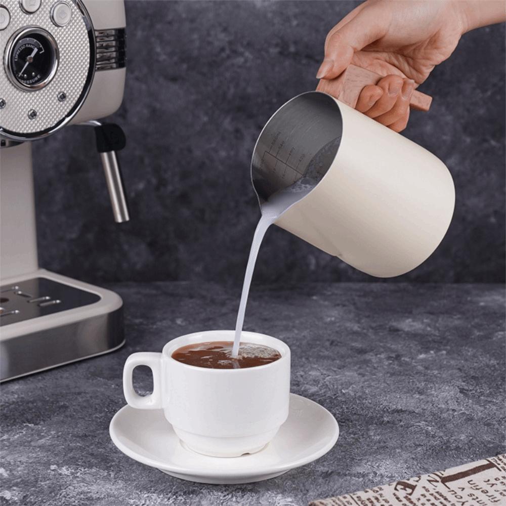 304 Stainless Steel Coffee Milk Frothing Pitcher with Scale Milk Foam Cup Kitchen Island