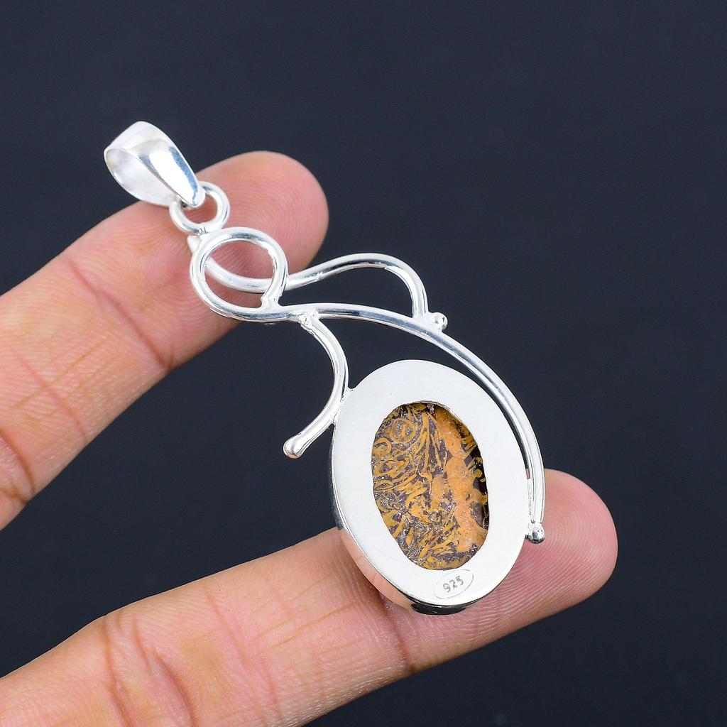 Oval Natural Mariam Jasper Sterling Silver Daughter Bezel Unique Elegant Pendant