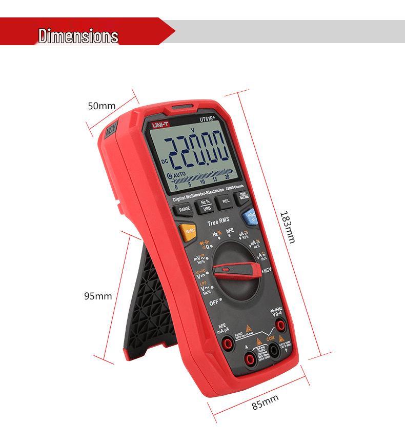 Uni-T UT61E+ High-Precision Digital Multimeter - AC/DC Voltage, Anti-Burn, Auto Display.