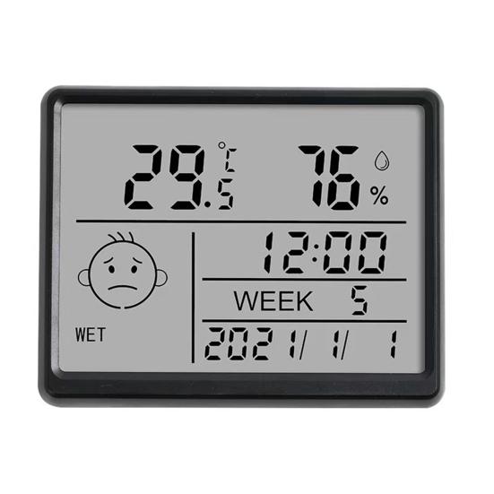 Magnetic Digital Clock with Humidity Thermometer LCD Display High Accuracy Thermo-Hygrometer Indoor Humidity Temperature Meter