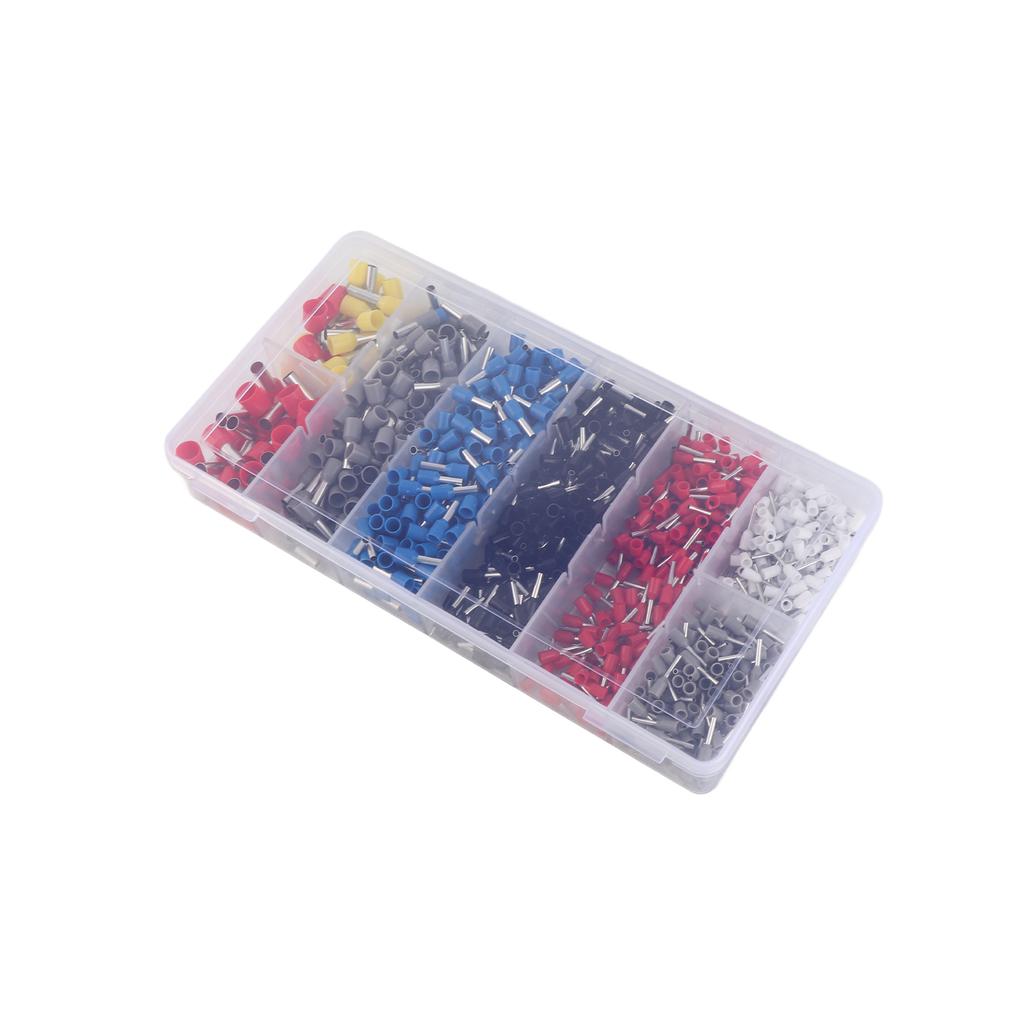 1250pcs HSC8 6 4A Tube Type Terminal Set White Black Red Blue Yellow Gray Mix Colors 0.25 10MM2 with Storage Case