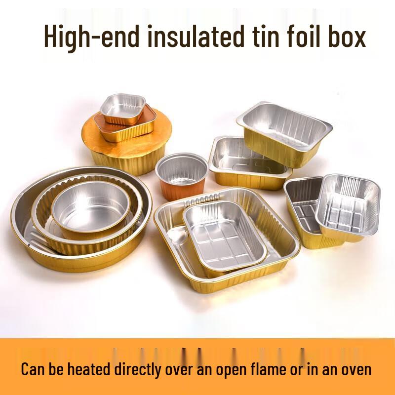 WS Goldene Aluminiumfolie Quadratische Mitnahmebehälter