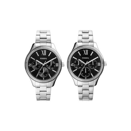 Men's and Women's Multifunction Stainless Steel Watch Set