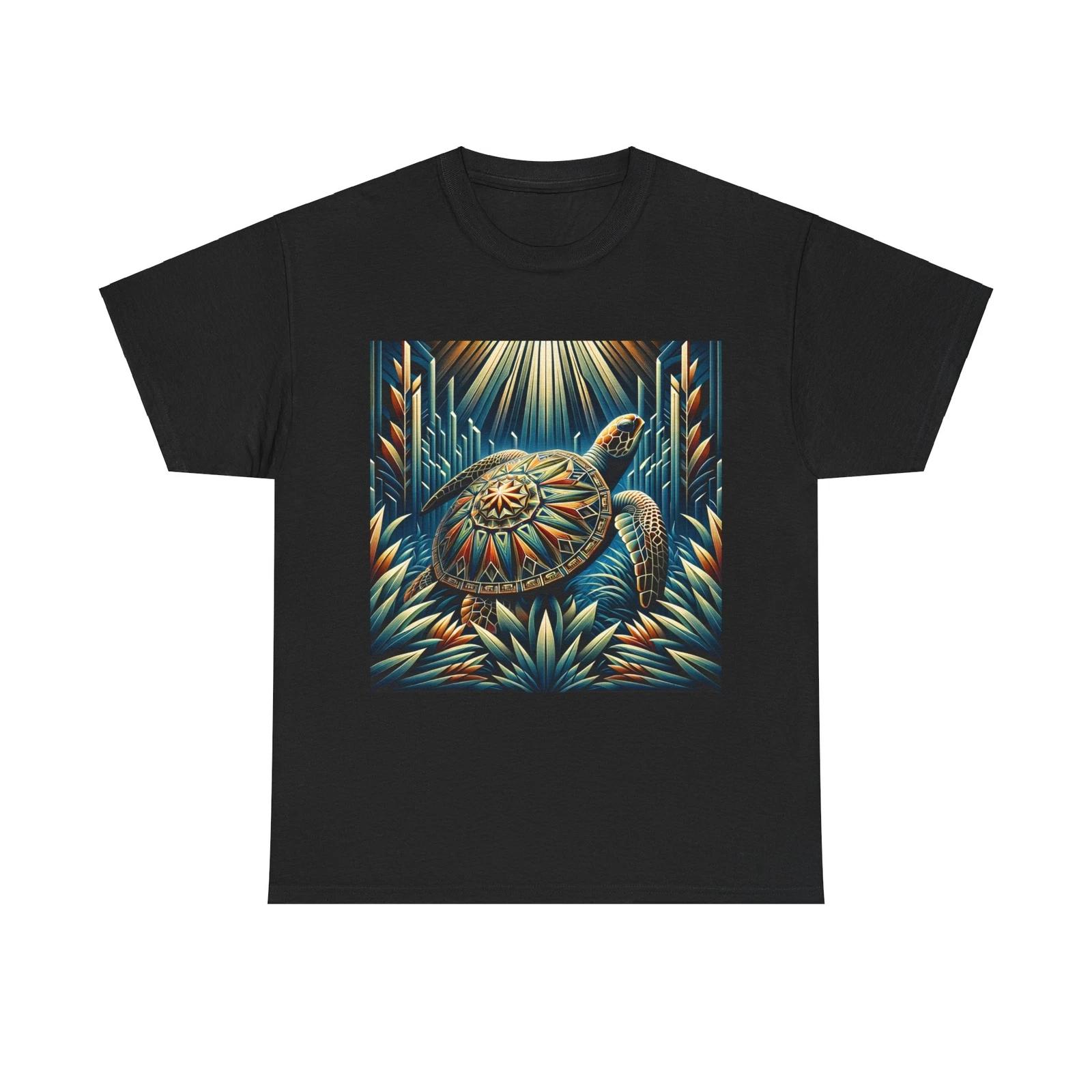 Unisex Adult T Shirt Art Deco Iridescent Sea Turtle Geometric Design Beach Ocean XL