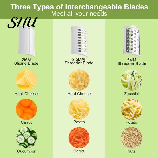 Detachable Electric Salad Maker Cheese Grater Vegetable Multi-purpose Cutter Slicer BPA-Free Potato Scrubber Shredder