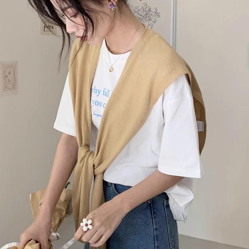 Trendy Korean Style Women's Air-Conditioned Knitted Shawl – Red Sleeveless Vest for All Seasons with Neck Protection
