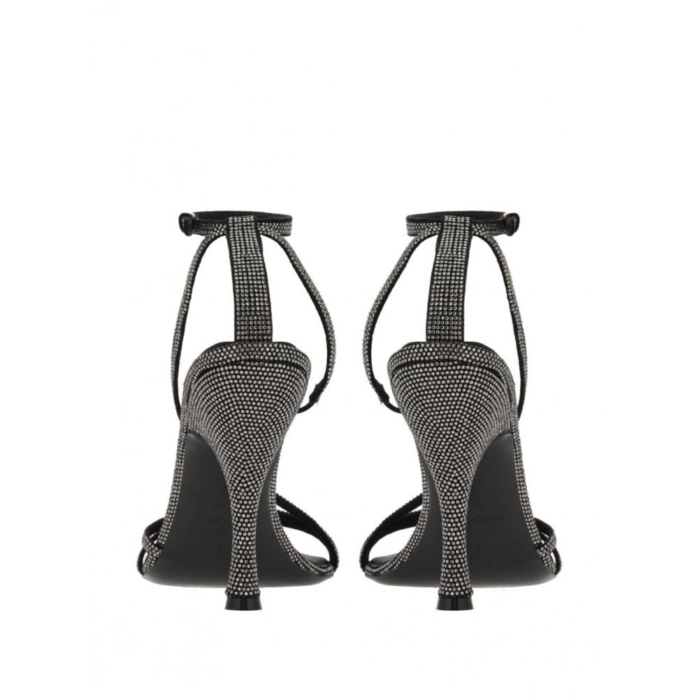 Ferragamo High Heeled Black Goat Suede Sandals Grey
