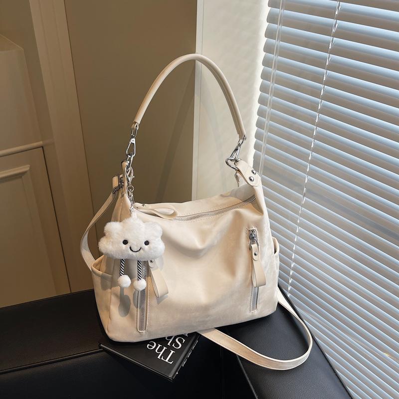 

Large-capacity bag women s spring and summer versatile new casual shoulder messenger bag commuter tote bag бежевый