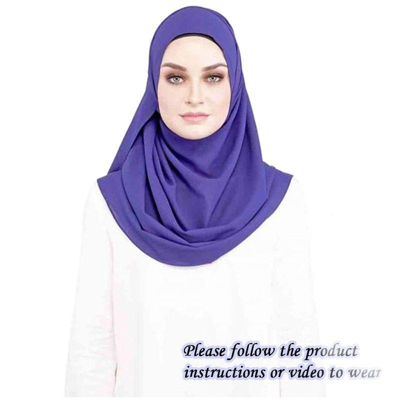 Bubble Chiffon Double Loop Instant Hijab Scarf Women Muslim Shawl Cape Foulard Islamic Headscarf Femme Musulman Bandana 180*75cm