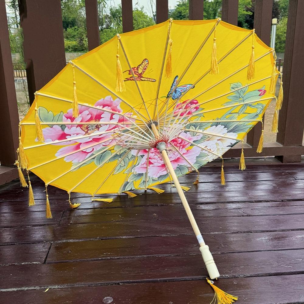 70cm Silk Fabric Tassel Umbrella Chinese Style Ancient Dance Umbrella Hanfu Photography Prop