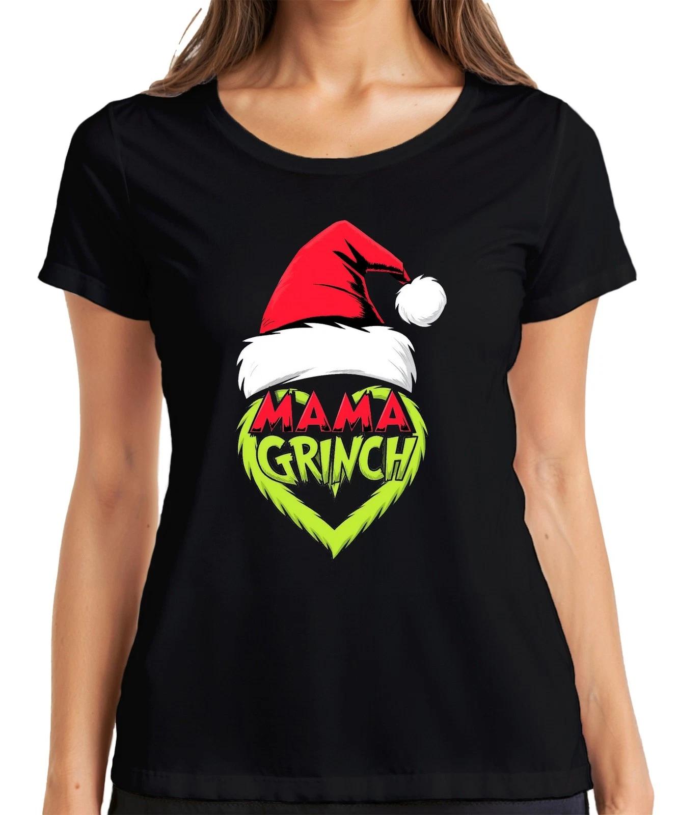 Mama Grinch Weihnachten Weihnachtsmütze Grinch Herz Lustig Mutter Damen T-Shirt XS
