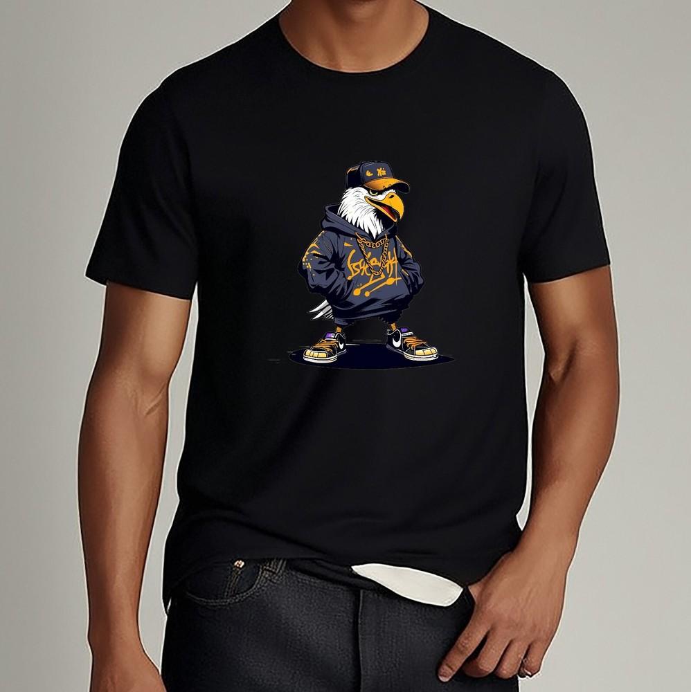 Cool Hip-Hop Eagle Graphic T-Shirt Streetwear Style Cartoon Bird Urban Tee Unisex T-Shirt XXXXL