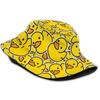 Summer Sun Hat Reversible Yellow Duck Bucket Hat for Men and Women Cotton Bob Panama Girls Beach Travel Outdoor Use Fisherman Hat