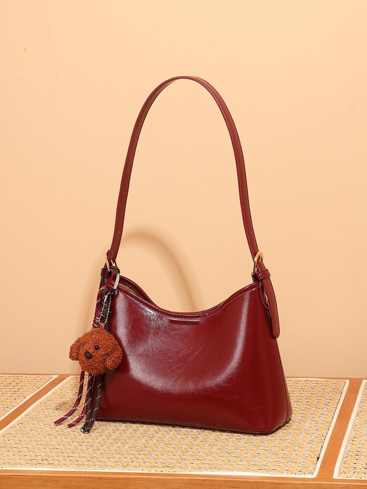 2025 Красная фактурная женская сумка-тоут: Сумка через плечо большой вместимости для модной работы и поездок. 2501-Oil Wax Red