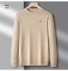 Men's American Tommy Wool Round Neck Thickened Cashmere Sweater - Casual Solid Color Knit Pullover