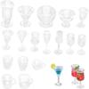 PAVIKE Miniature Cup Set 51 Pieces Clear Plastic Dollhouse Accessories Miniature Tableware