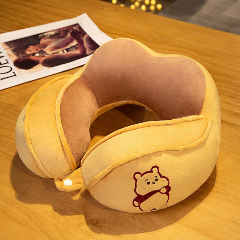 Cuscino da Viaggio a Forma di U Winnie the Pooh con Imbottitura in Poliestere per Supporto in Auto e Ufficio